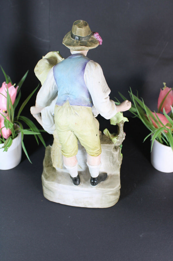 antique Large porcelain bisque porcelain group statue romantic