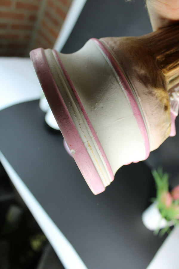 pair large antique french 19thc bisque porcelain boy girl statue