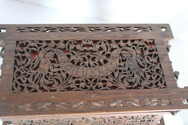 Gorgeous french wood cut cherub putti birds box jewelry mirror 1960