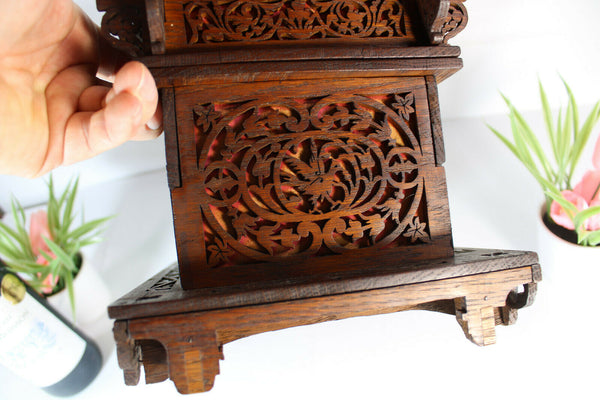 Gorgeous french wood cut cherub putti birds box jewelry mirror 1960