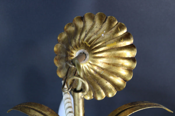 Vintge mid century 1970 MEtal gold gilt wheat corn chandelier attr hans kogl