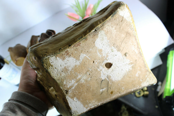 XL antique  art deco statue sculpture lady water source ram heads 1930s