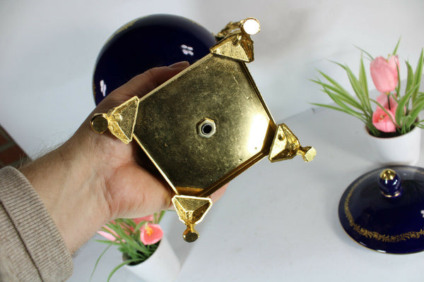 Limoges porcelain centerpiece lidded bowl victorian scene vase