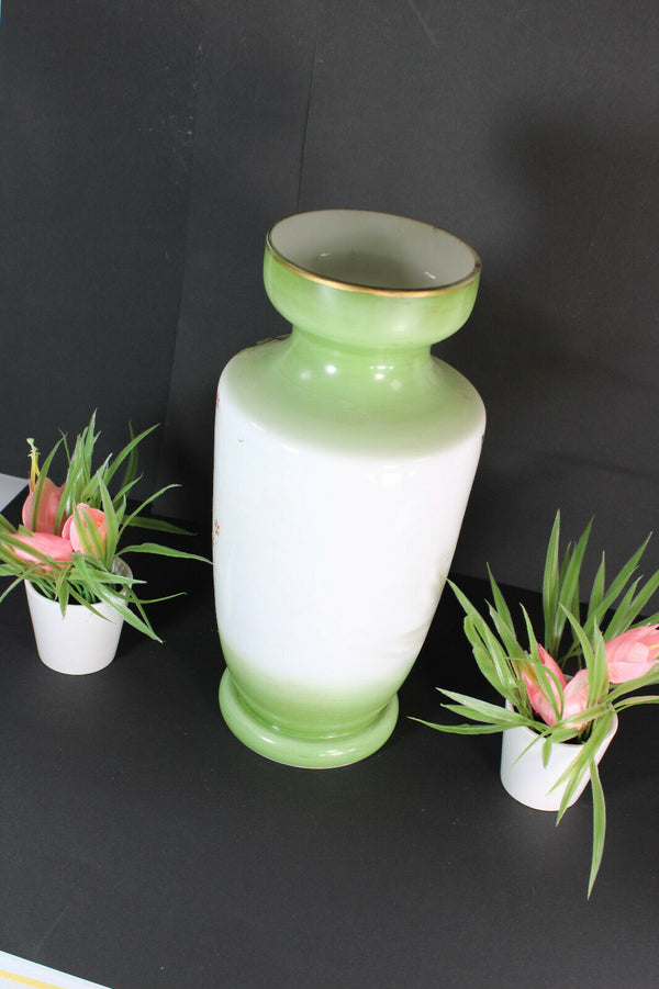 Opaline DOG PORtrait opaline glass Vase enamel