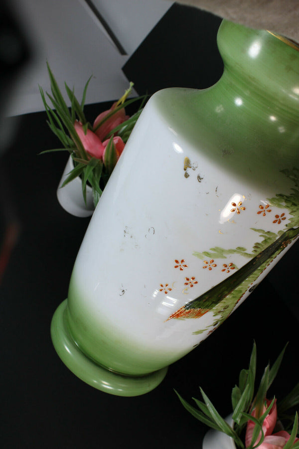 Opaline DOG PORtrait opaline glass Vase enamel