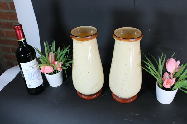 PAIR opaline glass french Portrait girl enamel decoration Vases