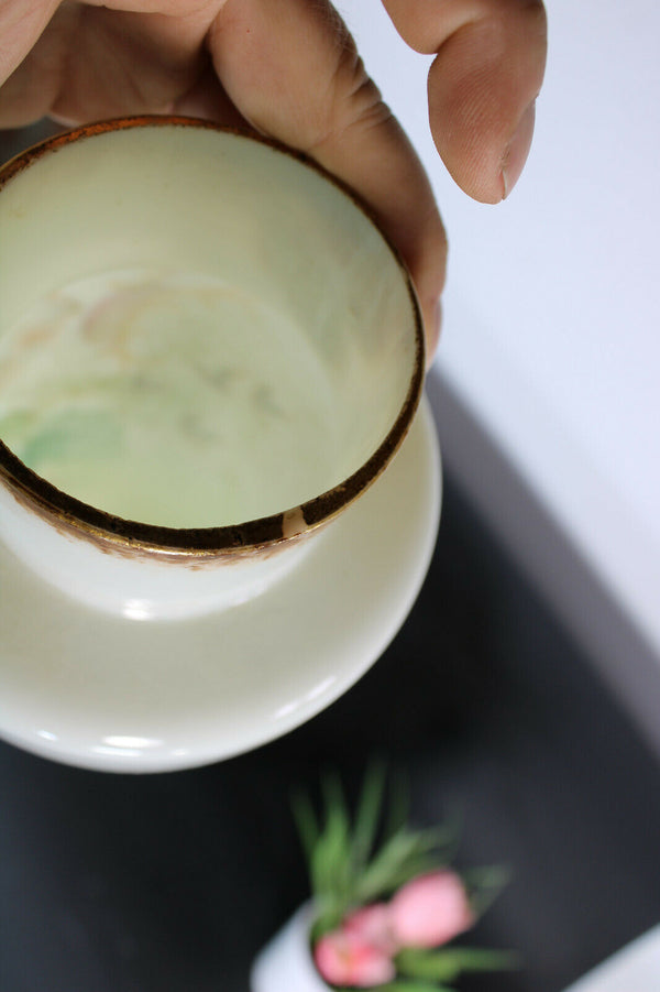 PAIR opaline glass french Portrait girl enamel decoration Vases