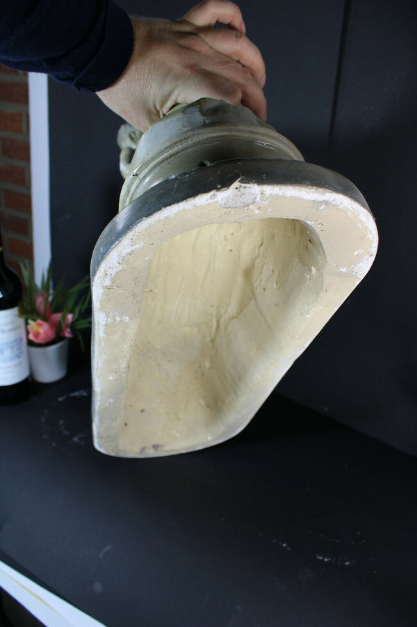 Antique XL CARLI signed Sculpture Statue putti cherub ram