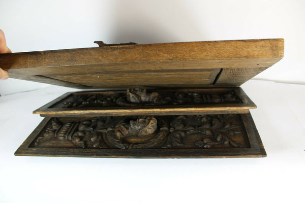 Set 3 woód carved portrait head panels cabinet