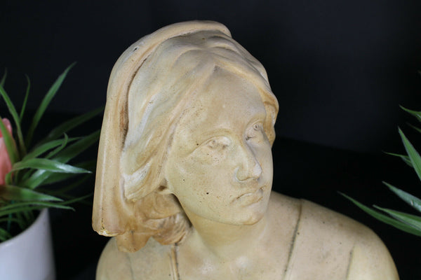 Antique bust chalkware sculpture statue of joan of arc jeanne art deco