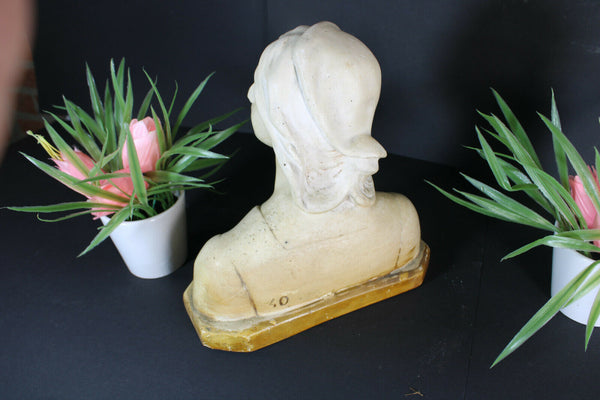 Antique bust chalkware sculpture statue of joan of arc jeanne art deco