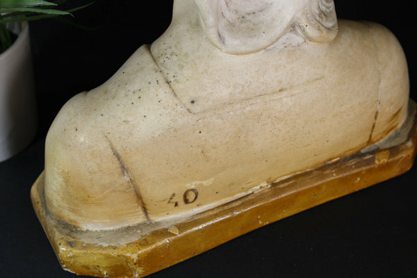 Antique bust chalkware sculpture statue of joan of arc jeanne art deco