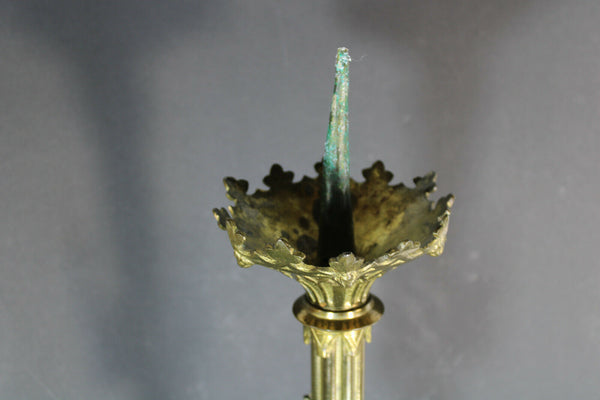 Antique Bronze Neo gothic church candlestick candle holder altar