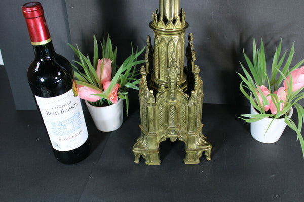 Antique Bronze Neo gothic church candlestick candle holder altar