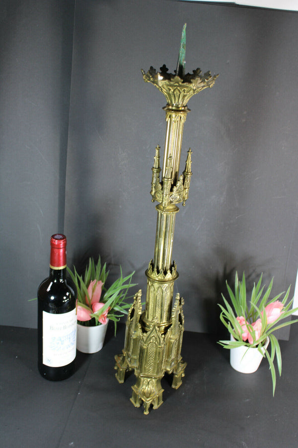 Antique Bronze Neo gothic church candlestick candle holder altar