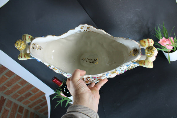 Italian Capodimonte porcelain marked centerpiece caryatid cherub putti bowl