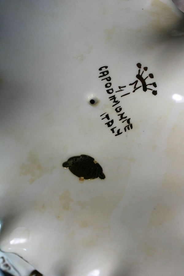 Italian Capodimonte porcelain marked centerpiece caryatid cherub putti bowl