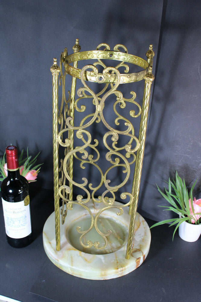 Vintage Umbrella Brass onyx marble stand holder 1970s