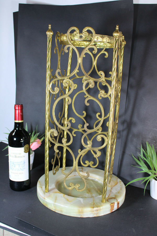 Vintage Umbrella Brass onyx marble stand holder 1970s