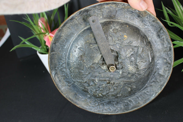 Copper embossed Relief putti cherub wall round plate