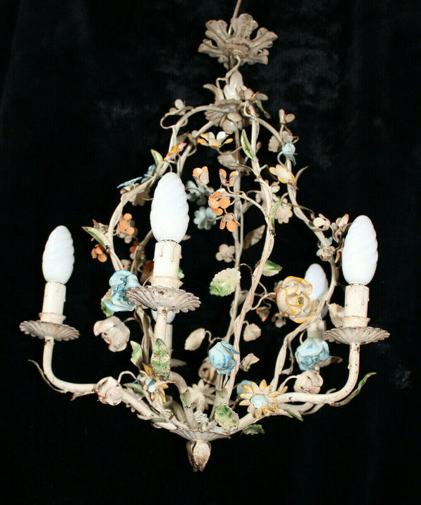 Vintage italian metal iron paint 1970 Chandelier lamp