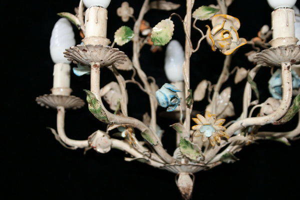 Vintage italian metal iron paint 1970 Chandelier lamp