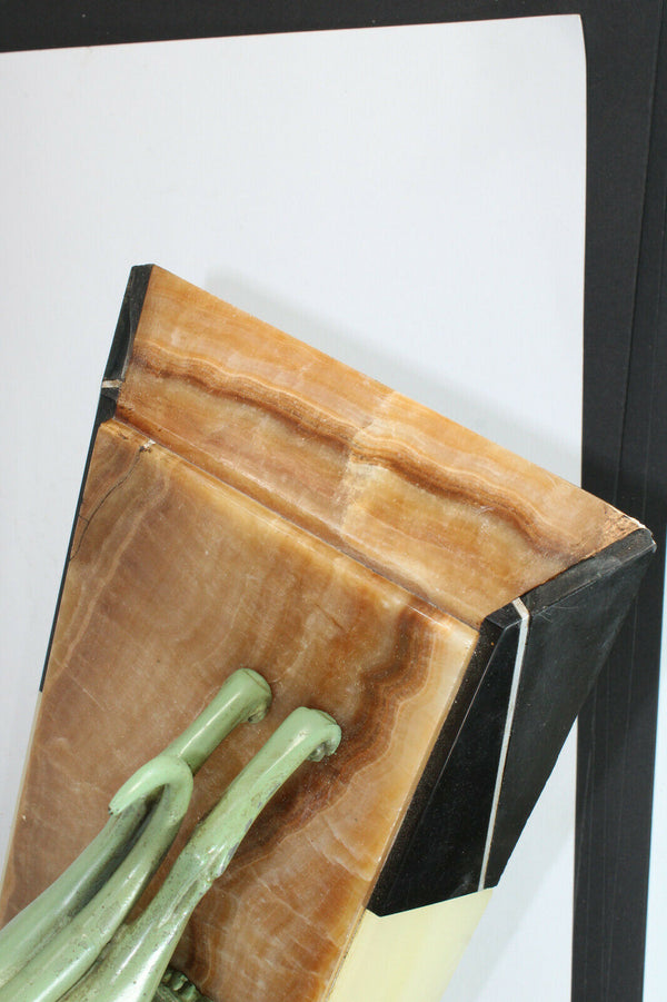 Antique xl art deco marble zamac pair greyhounds dogs Sculpture statue