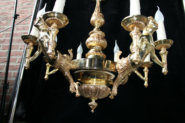 Vintage French bronze caryatid figural Chandelier lamp n2