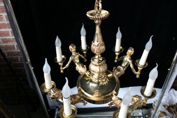 Vintage French bronze caryatid figural Chandelier lamp n2