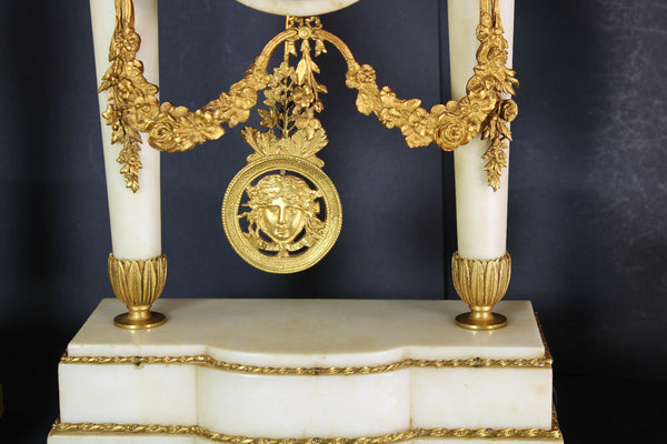 Antique French onyx marble brass eagle empire clock candelabras candle holder