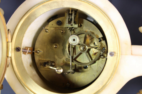 Antique French onyx marble brass eagle empire clock candelabras candle holder