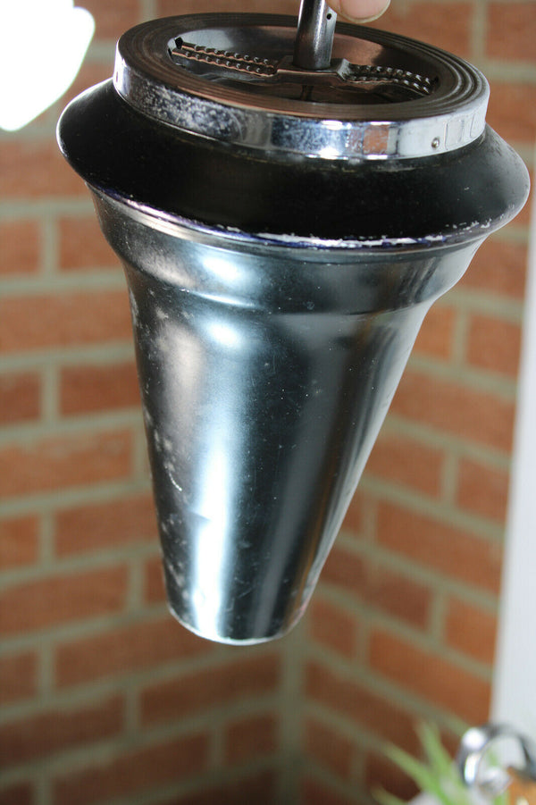 Retro vintage 1970 wood chrome metal ashtray magazine stand holder rare