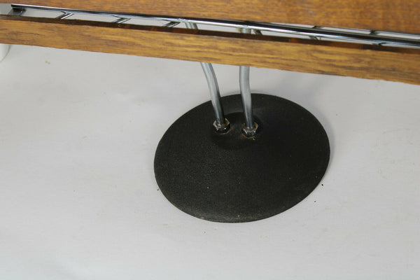 Retro vintage 1970 wood chrome metal ashtray magazine stand holder rare