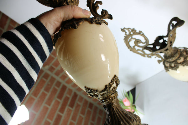 pair antique opaline putti cherub angels pitcher vases