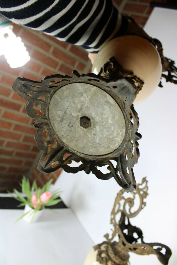 pair antique opaline putti cherub angels pitcher vases