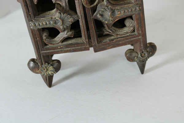 Antique Black Forest wood carved religious chapel crucifix mother pearl corpus