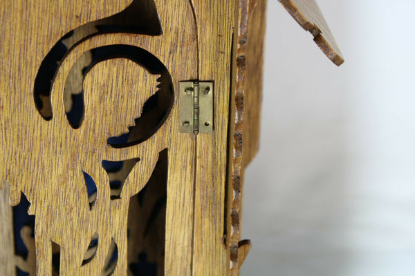 Rare french religious wood cut carved archangel wall chapel