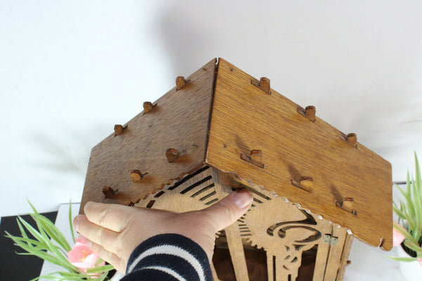 Rare french religious wood cut carved archangel wall chapel