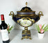 XL Limoges porcelain cobalt dragon bronze handles centerpiece lidded bowl