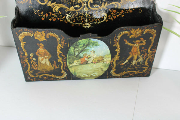 Antique french napoleon III paper mache Wall letter holder