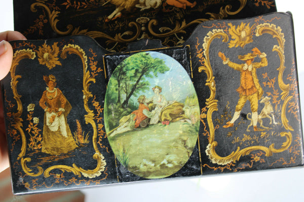 Antique french napoleon III paper mache Wall letter holder