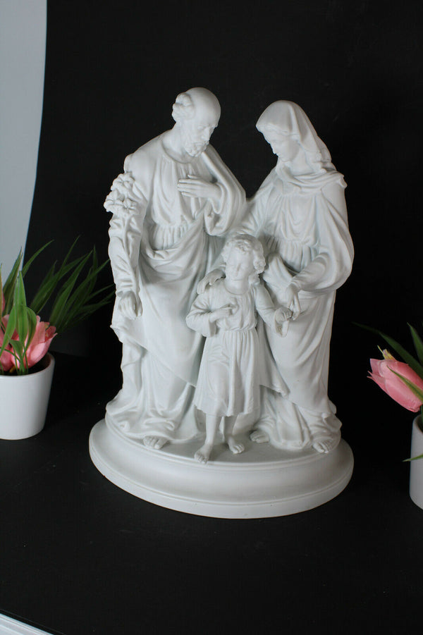 large bisque porcelain religious holy family statue group jesus mary joseph