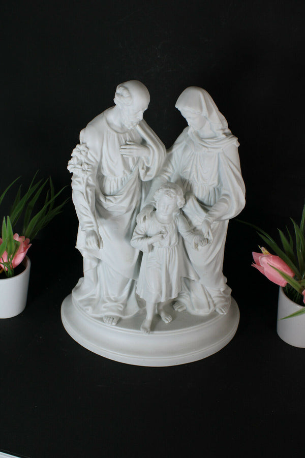 large bisque porcelain religious holy family statue group jesus mary joseph