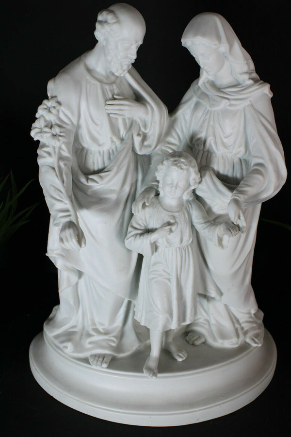 large bisque porcelain religious holy family statue group jesus mary joseph
