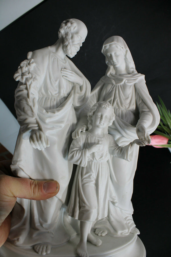 large bisque porcelain religious holy family statue group jesus mary joseph
