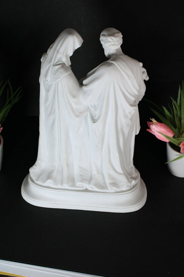 large bisque porcelain religious holy family statue group jesus mary joseph