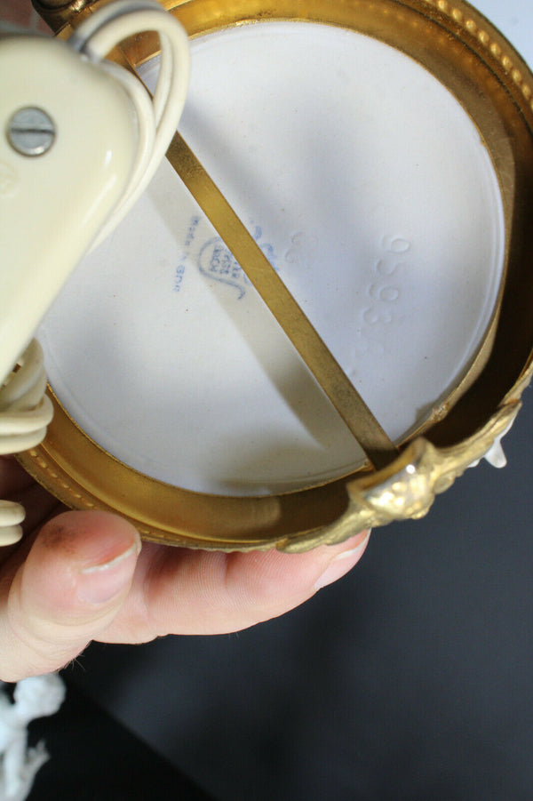 pair german unterweissbach bisque porcelain table lamps boy girl figurine