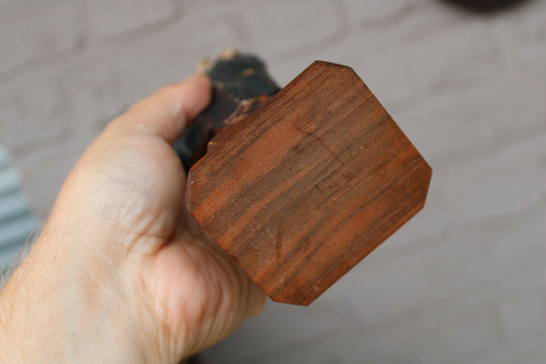 Vintage german wood carved polychrome madonna figurine on wall console