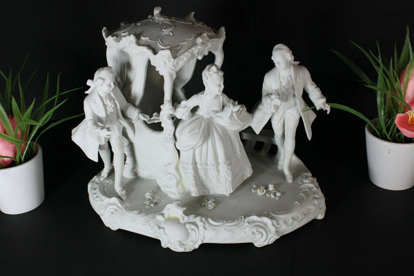 LArge german unterweissback bisque porcelain group coach statue figurine