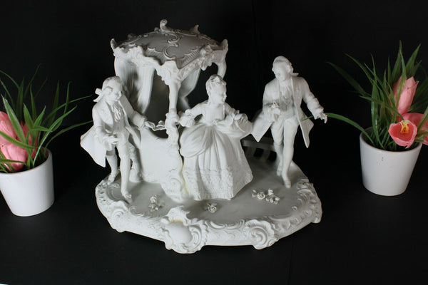 LArge german unterweissback bisque porcelain group coach statue figurine